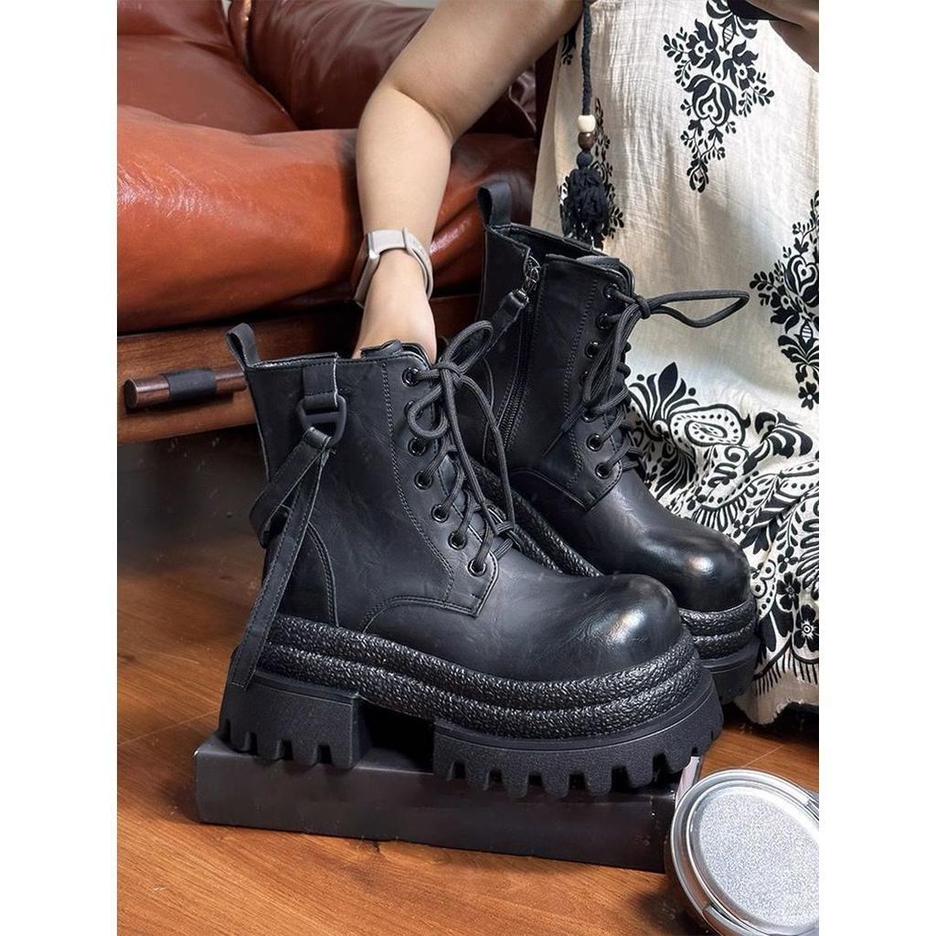 British style versatile and comfortable Martin boots women's small thick-soled heightening women's short boots 2025 autumn and winter new