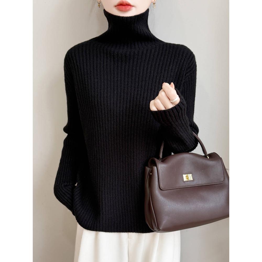 Verdickter Rollkragen Strickpullover, Damenpullover mit hohem Kragen, Neues warmes Pullover-Top