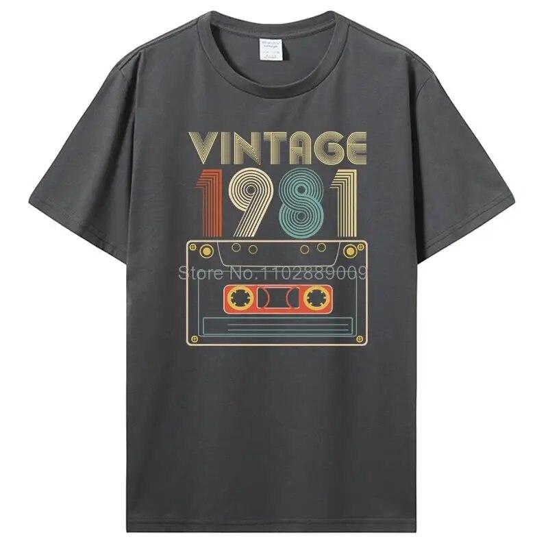 Vintage Tillverkad 1981 Alla Originaldelar Födelsedags-T-shirt Jubileums-T-shirt Oversized Unisex Kläder T-shirts För Unisex Streetwear