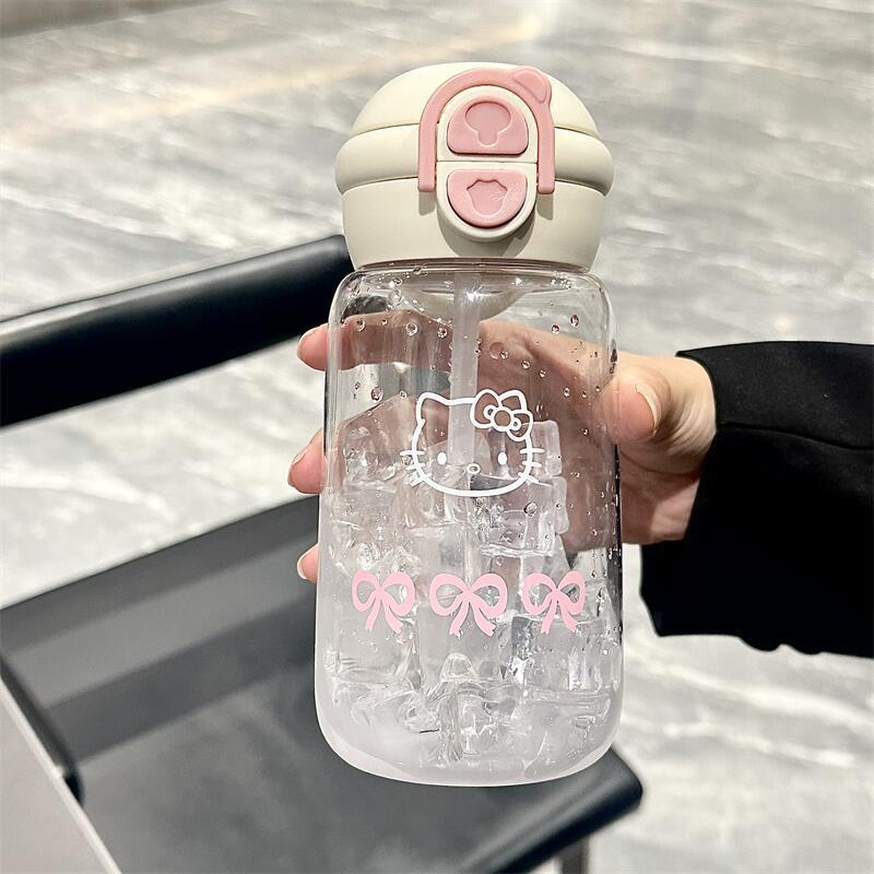 500ml Hello Kitty Brčko Kelímek Roztomilý Přenosný Plastový Kelímek Jednoduchý Studentský Dvojitý Kelímek na Pití Sportovní Nepropustný Kelímek na Vodu Dárek pro Dívky