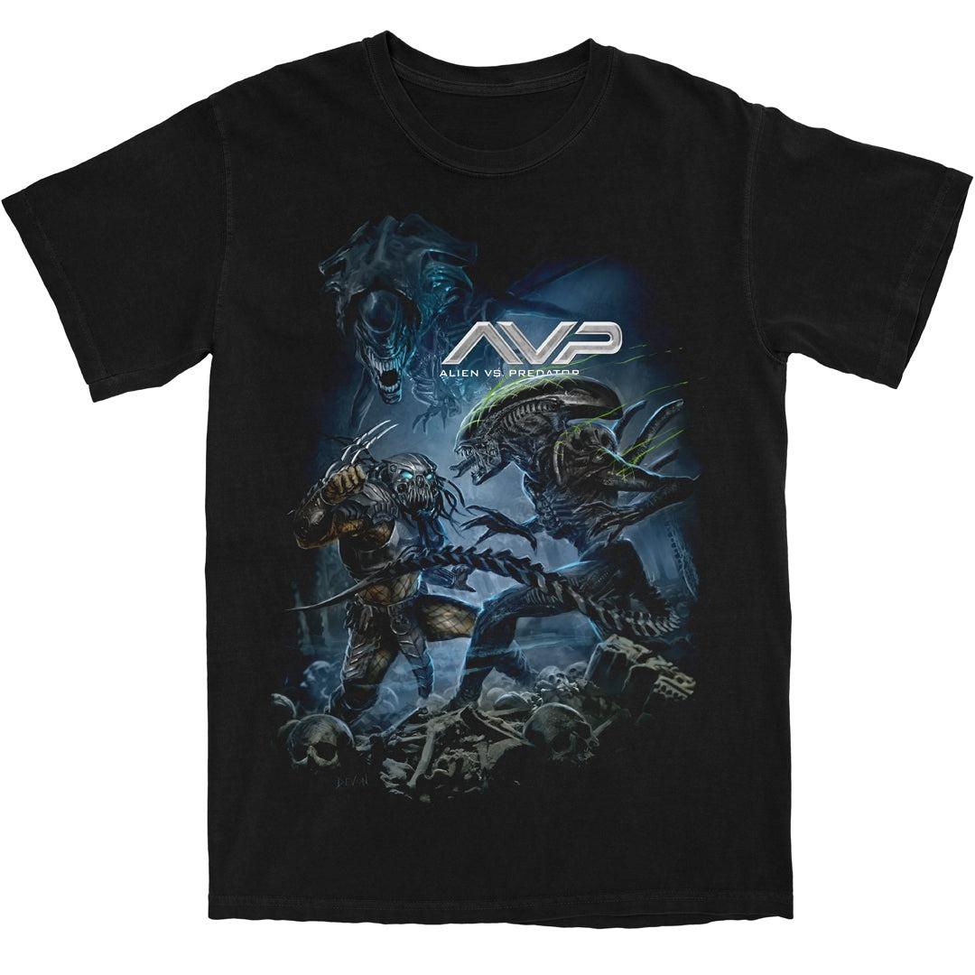 Alien Vs Predator Movie Poster T Shirt Classic Sci Fi Horror Iconic Xenomorph Yautja Battle Graphic Tee Cotton Streetwear M
