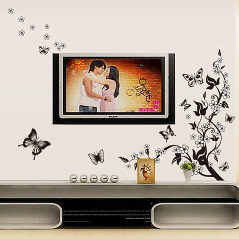 (Nikita) Kühlschrank-Schmetterlings-Blumen-Ranken-Aufkleber, Wandaufkleber, Küchenmöbel-Dekor