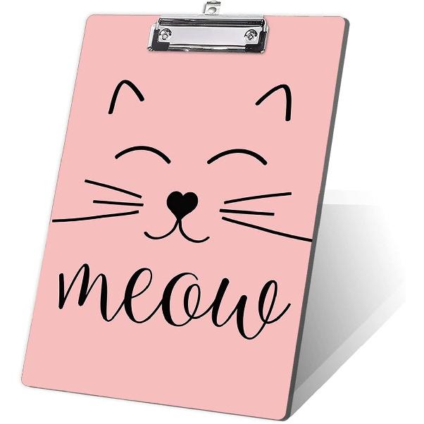 Pink Decorative Clipboard,Girly Clipboard for Nurses, Students, Classroom, Office 8.5  x 12.5 ,Pink Unicorn Cat Face Smile Pink
