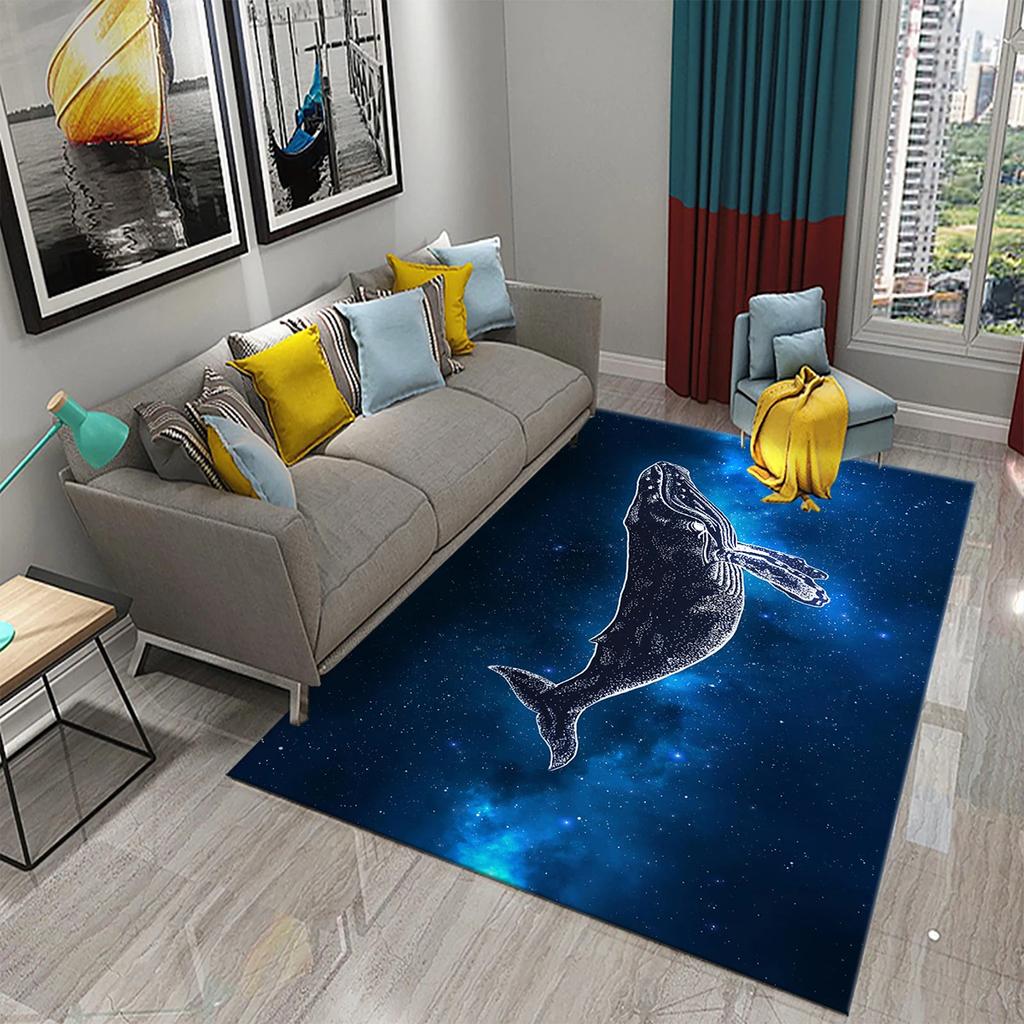 3D Cartoon Whale Carpet Large Rug for Living Room Bedroom Decor Floor Rugs Bathroom Kitchen Entrance Door Non-slip Mat Area Rug