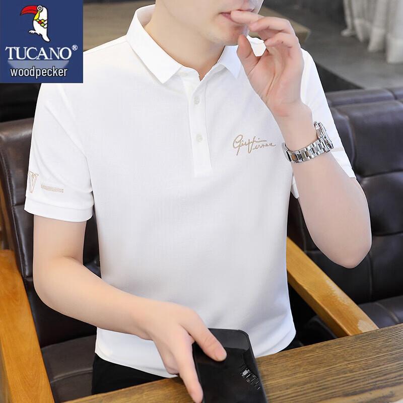 

TUCANO Men s Summer Business Casual Lapel Short Sleeve Embroidered Polo Shirt 2XL
