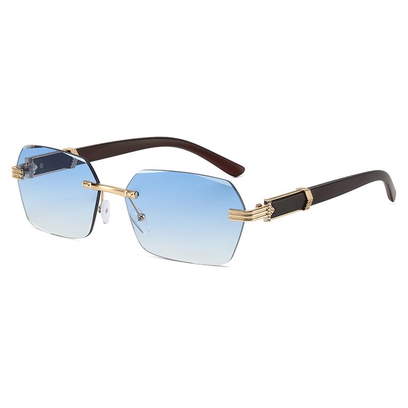 Manufacturer UV400 Female Sunglasses for Women Frameless Sun Glasses in Various Colors Transparent Blue Gray Tea