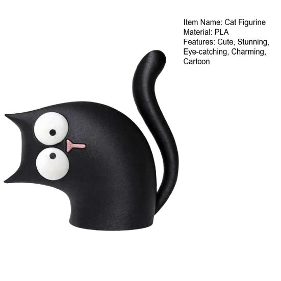 Estatua de Gato Linda Impresa en 3D Pequeña Figura de Gato con Cabeza Inclinada para Decoración de Mesa de Oficina en Casa Estante de TV Estantería