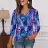 3/4 Sleeve Shirts For Women  Print Graphic Tees Blouses Casual Plus Size Basic Tops Pullover