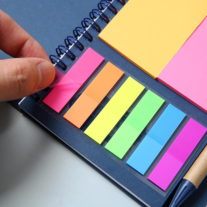 Creative Six-Hole Kraft Paper Notebook with Sticky Notes