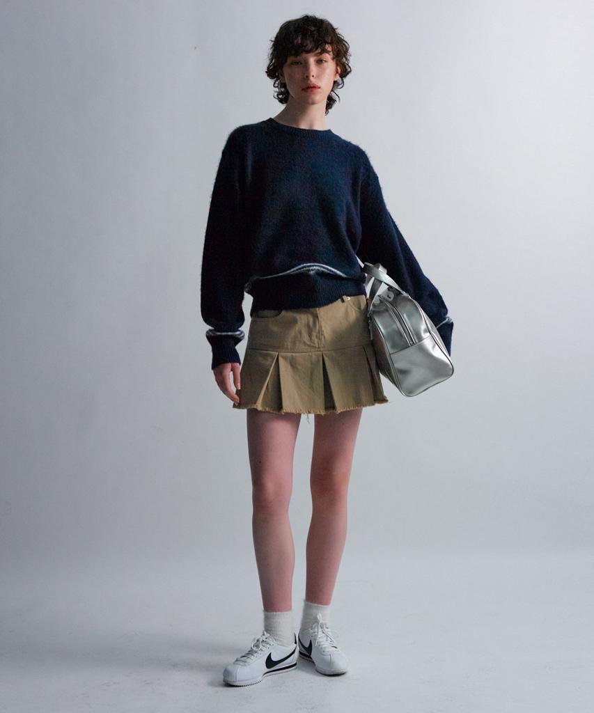 MOONSUN Essential_Mss Pleats Mini Skirt [Beige]