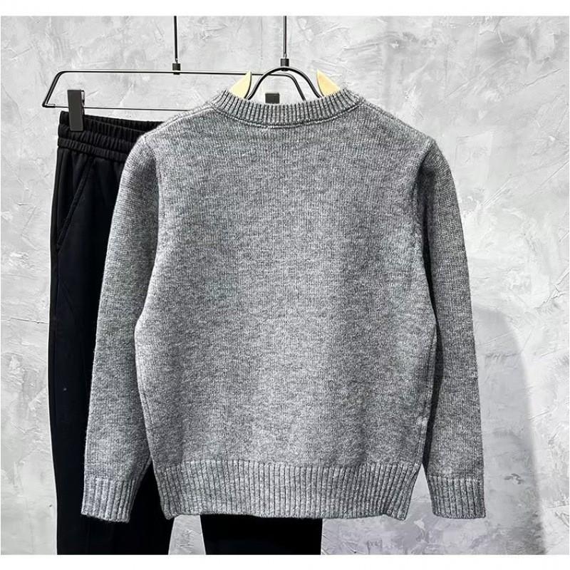Mens V-Neck Knit Sweater Long Sleeve Casual Pullover Winter Youth Loose Fit Solid Color