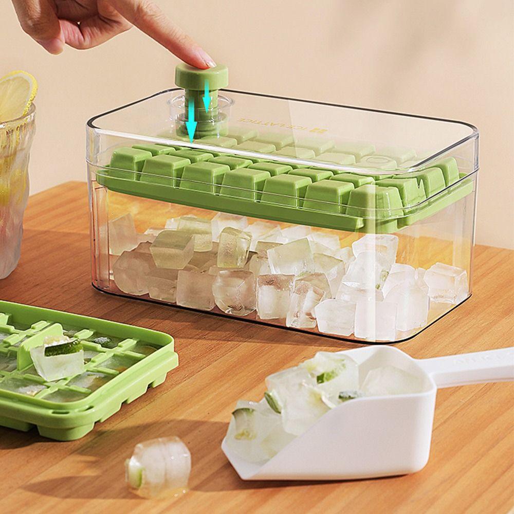 Press Type Ice Cube Maker With Storage Box Ice Bucket Food Grade Summer Ice Cube Tray  Kitchen