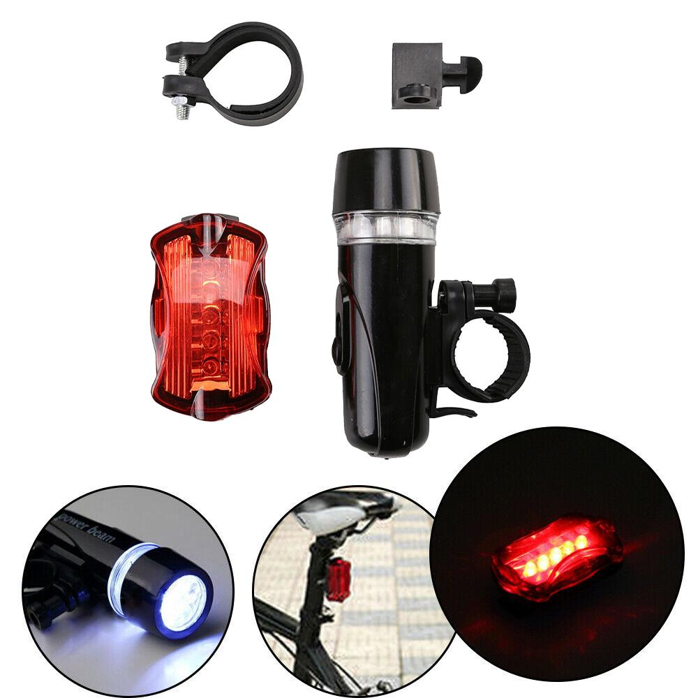 2PCS 5LED Lights Set Bike Headlight and Taillight Kit with Fixing Seat