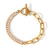 OT Buckle Stainless Steel Cross Chain Spliced Zircon Bracelet for Women, Premium Titanium Steel Bracelet
