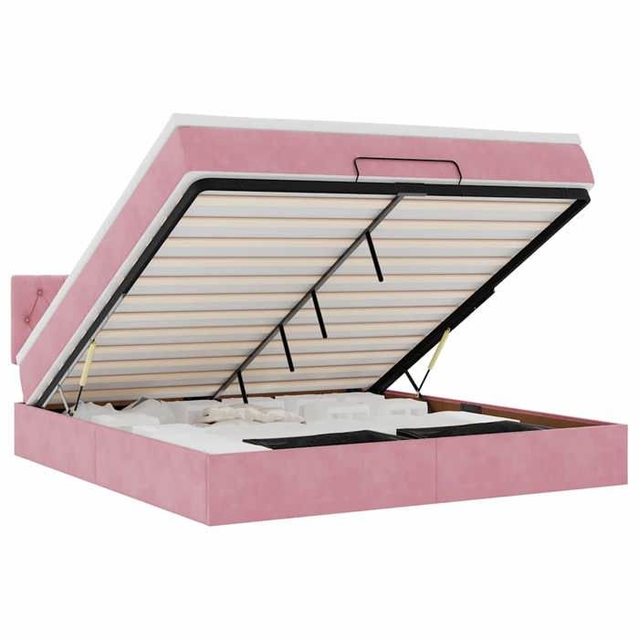 Maison Exclusive - Lit ottoman avec matelas et LED Rose 180x200 cm velours