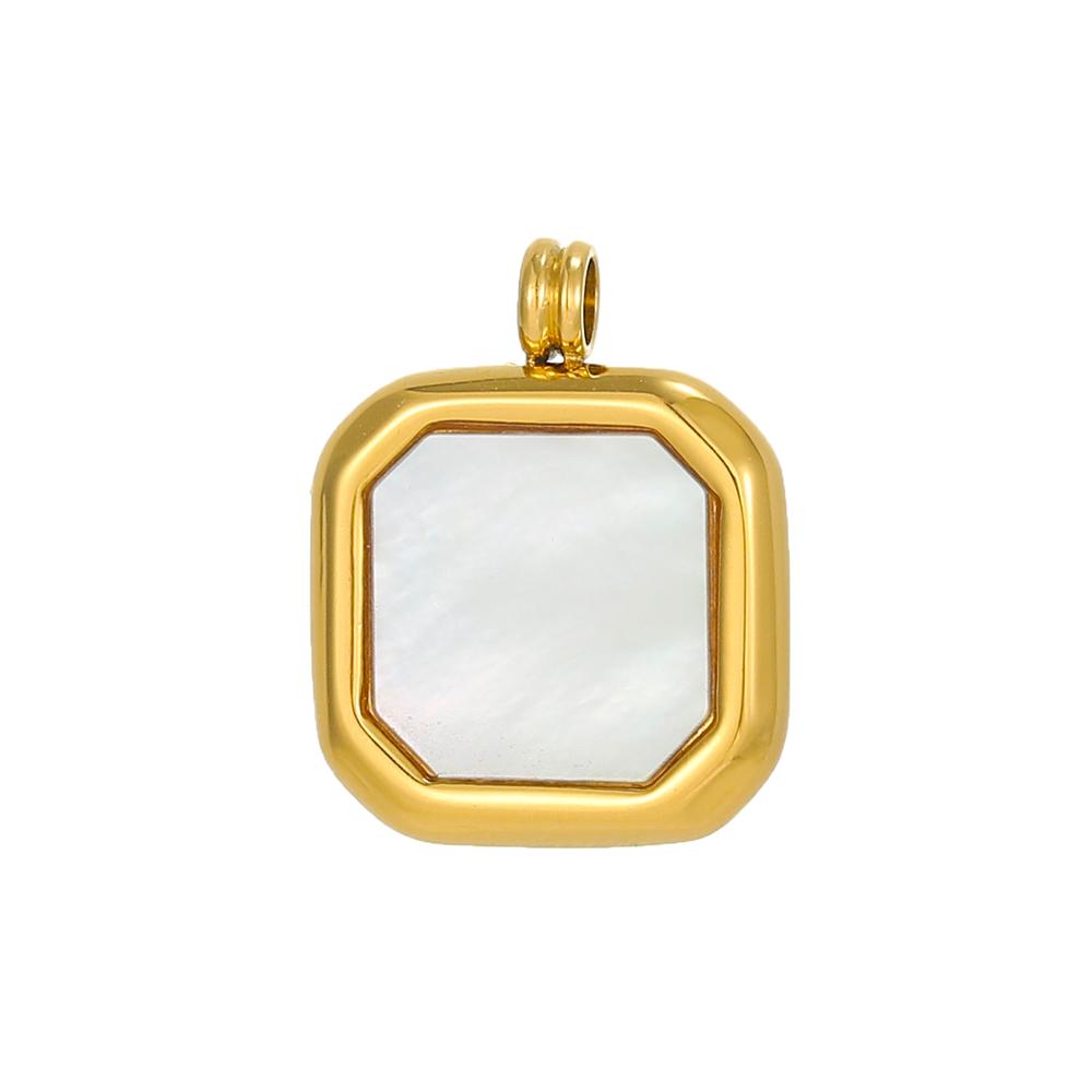 CARLIDANA Fashion Jewelry Pendant Stainless Steel Charm Square Round Heart Love White Shell Pendants for Jewelry Making DIY