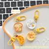 4Pcs/Set Poached Egg Keychain Cartoon Food Pendant Funny Simulated Breakfast Plate Charm Wallet Handbag Car House Decoration