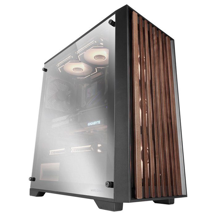 Boîtier PC ATX - MARS GAMING - MC-Wood - Panneau Bois - Refroidissement Optimisé - Verre Trempé