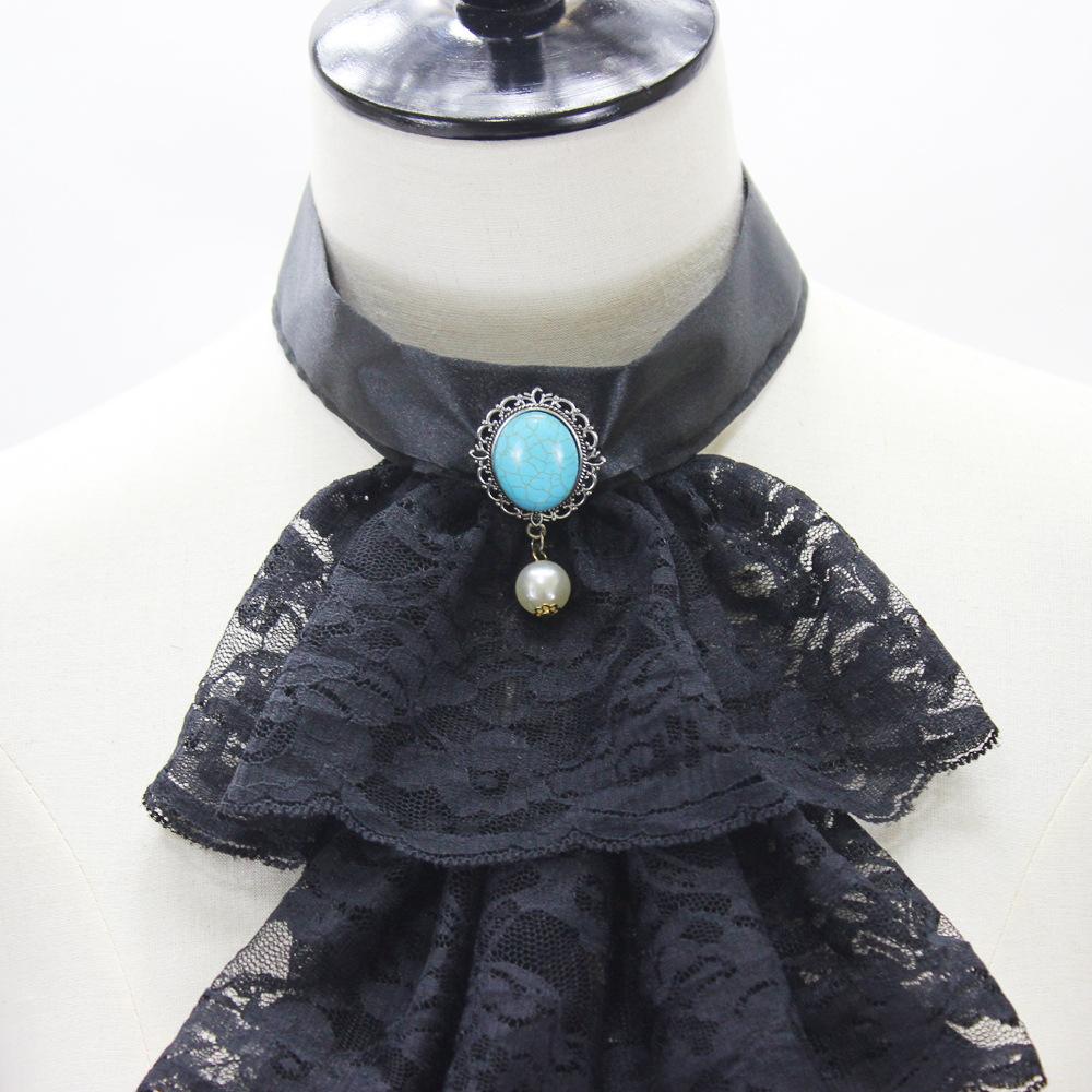 Women Men Multilayer Lace Ruffle Fake Collar Gothic Victorian Detachable Jabot Collar Party Steampunk Clothing Accessory