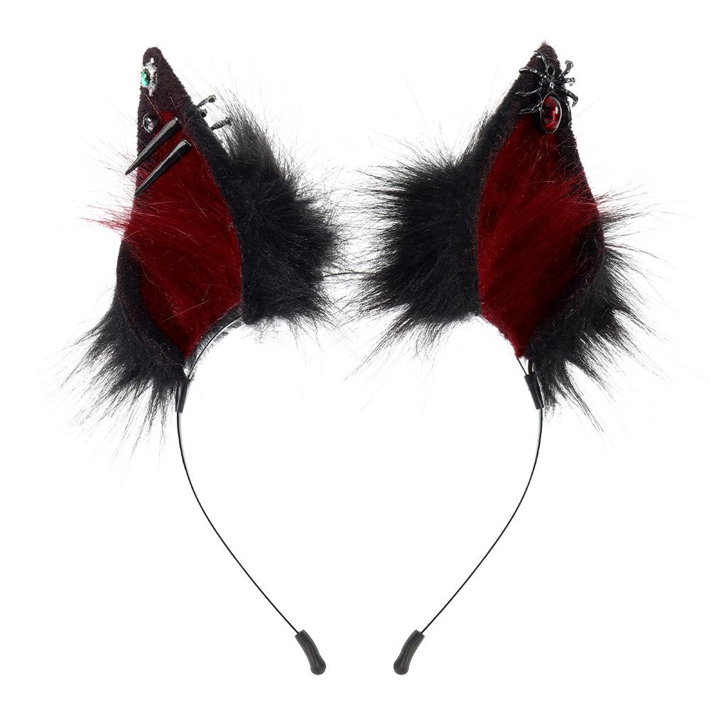 Simulated Fox Ears Cosplay Plush Animal Ear Headband Halloween Dark Spider Cat Ear Headband Hair Accessory