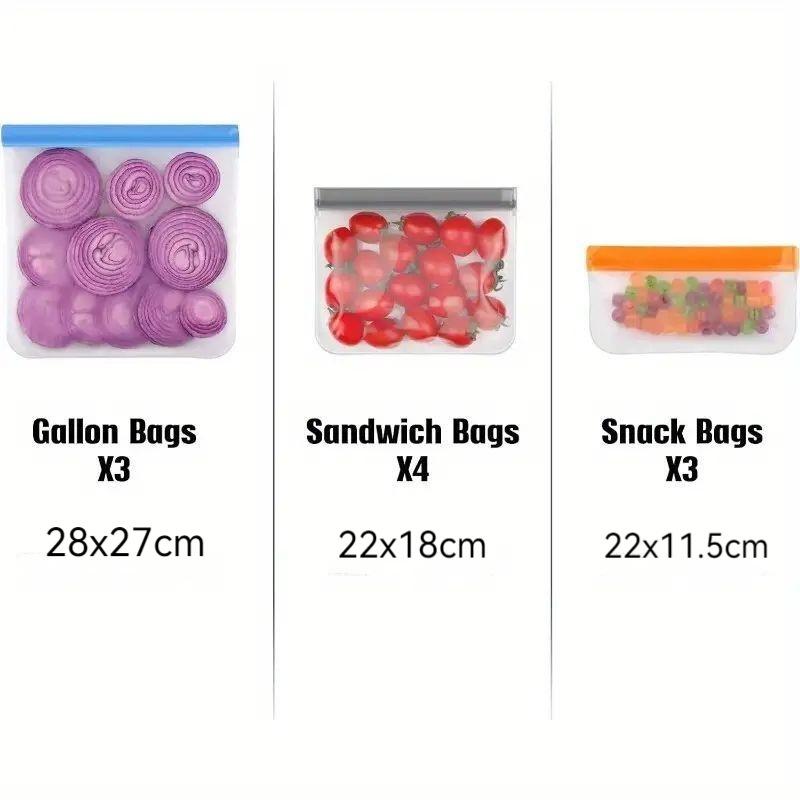PEVA Stand-up Refrigerator Food Storage Bags - Seal & Preserve Freshness