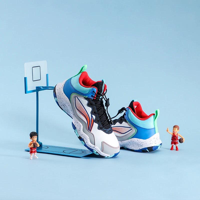 Li-Ning Children Pioneer Spirit I TD  Cloud Low-Top Basketball Shoes Kids sneakers Standard-White Coin-Gray YKBR050-57