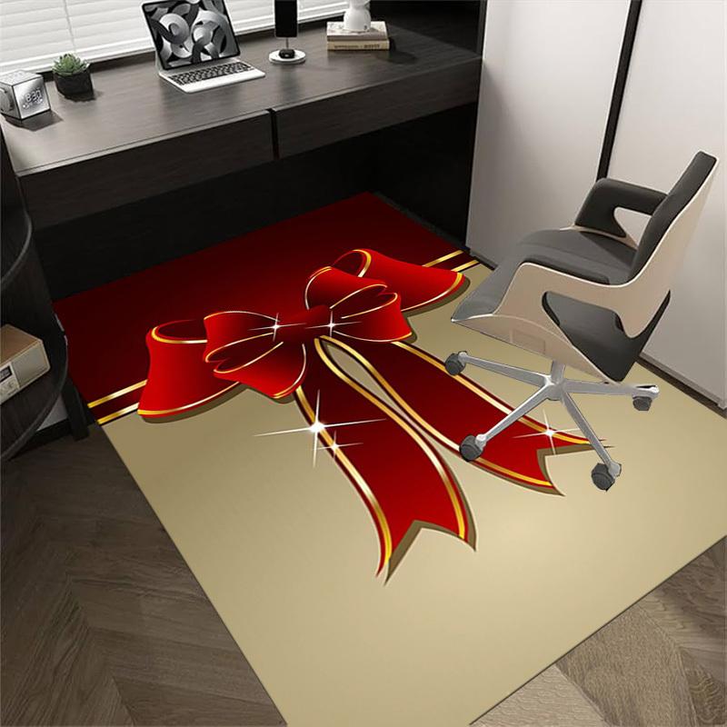 bow ribbon Crystal Velvet chair mat Area Rug - Non-Slip, Floor Mat, Office Desk Chair Rugs, Bedroom Decor.Christmas Gift-1106127