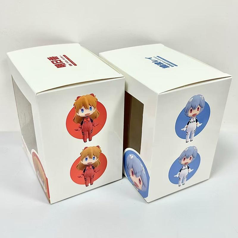 13CM Anime EVA Ayanami Rei Figure Q Version Pixel Style Asuka Langley Soryu Model Toy EVANGELION Gift Head Action Figure