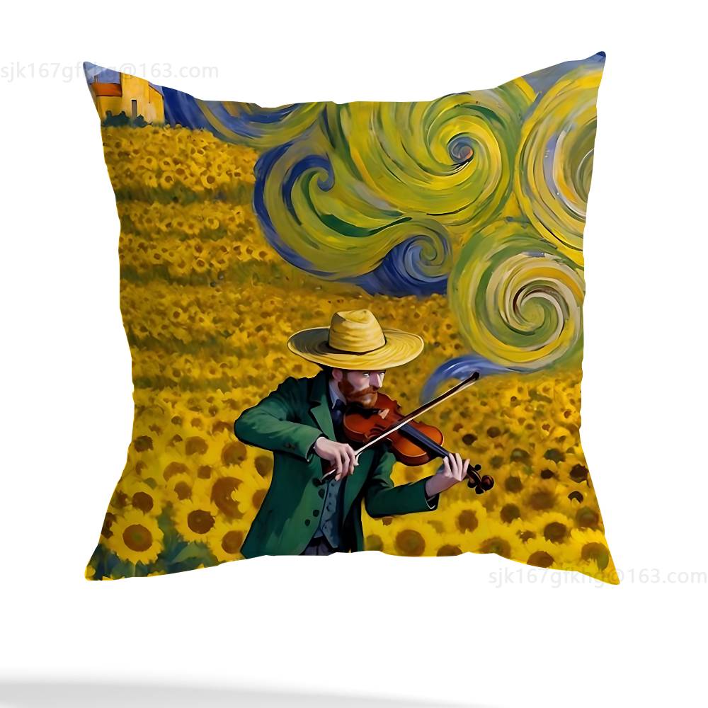 Van Gogh Pillow Case Sofa Living Room Bedroom Headboard Backrest Cushion Square Cushion Nap Time