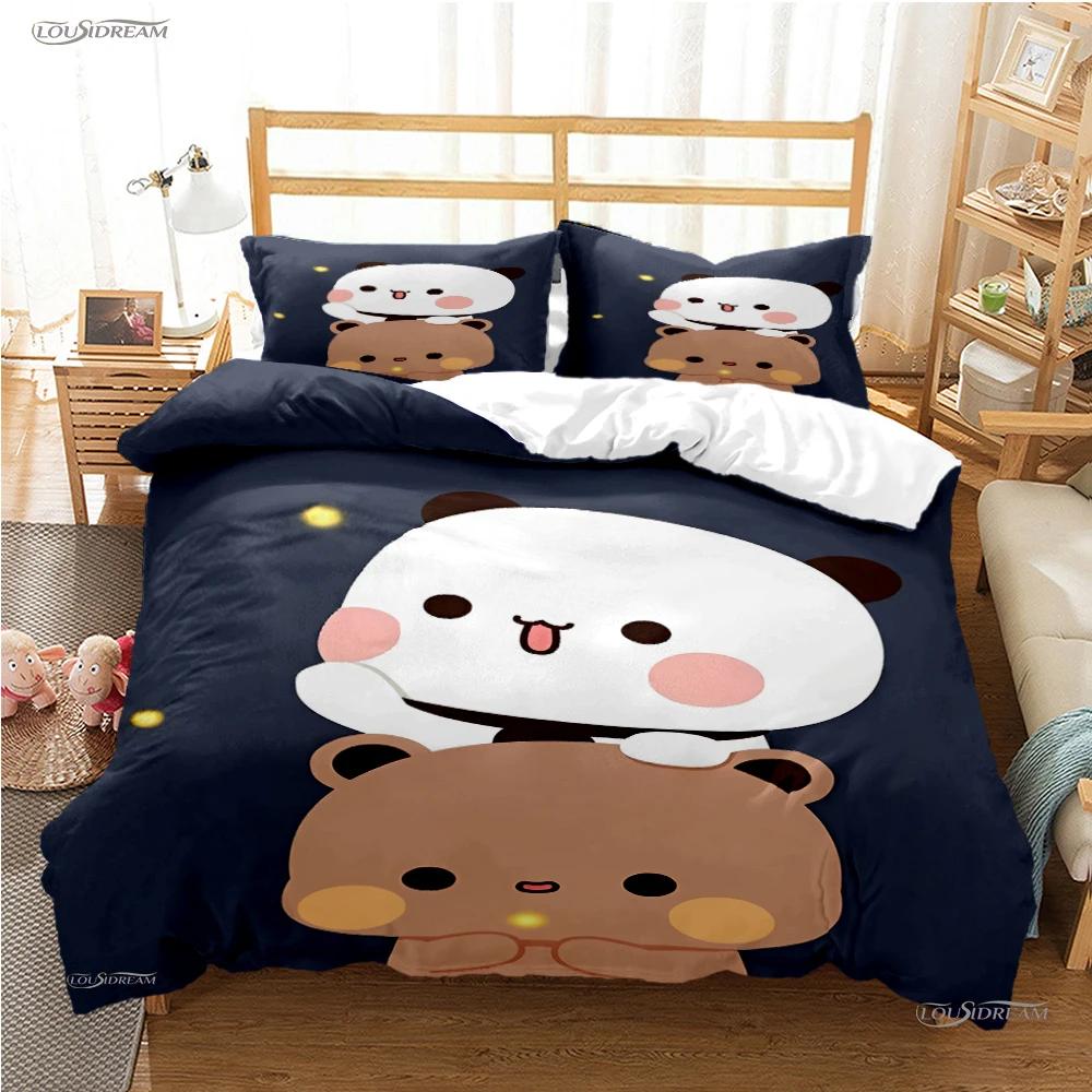 Drăguț Bubu Dudu Husă de pilota cu urs panda din desene animate Seturi de lenjerie de pat kawaii Husă de pilota moale și fețe de pernă Single/Dublu/Queen/King Copii