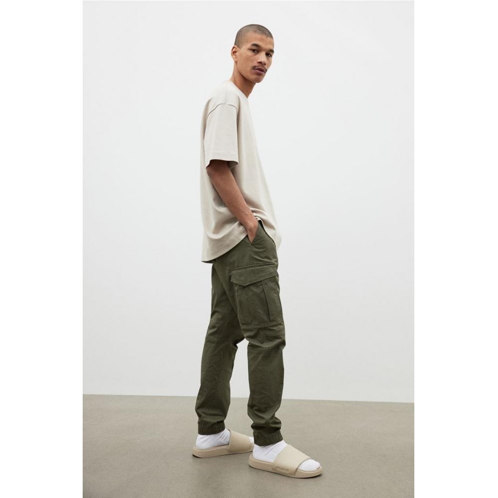 H M sliM Fit Cargo Jogger Pants kHaki Green