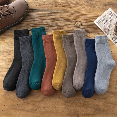 5 Paar Winter Herren- und Damen-Socken Gepolstert und Verdickt Warm Frottee Einfarbig Wadenlang Bodensocken Imitat Kaninchenwollsocken
