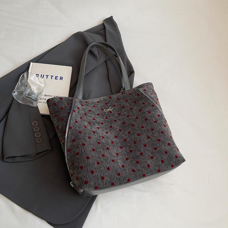 Vintage Tragetasche Damen Dot Print Unterarmtasche Große Kapazität Umhängetasche Multifunktionaler Rucksack