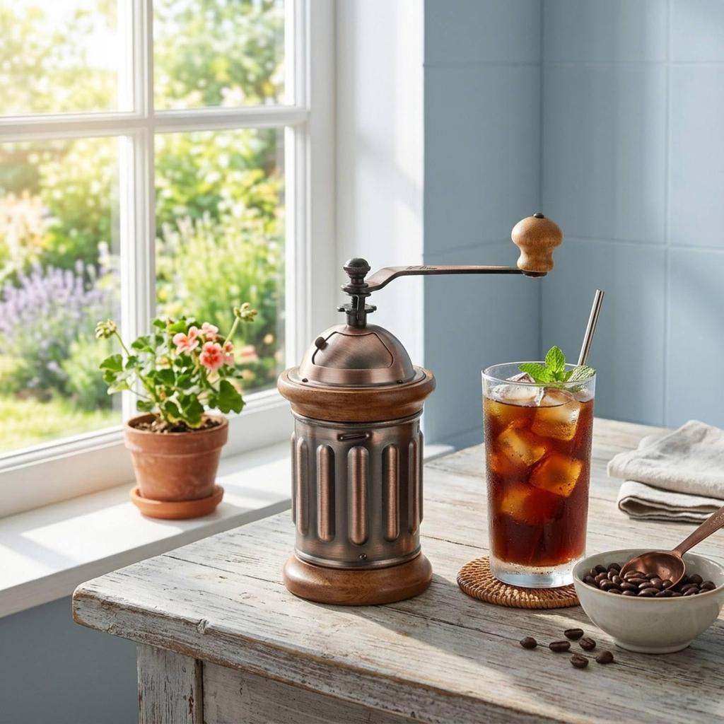 [Used by Many Baristas] Kalita KH-5 Ac Coffee Mill - Wooden and Aluminum Grinder with High Grinding Stability, Adjustable Grind Size, Manual Coffee Gr