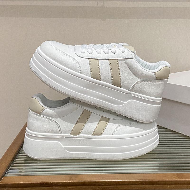 

Fashion Women s Shoes 2025 Spring New Style Concise Comfortable White Flats Non Slip Soft Soled Casual Shoes Lace-up Platforms Sneakers 40