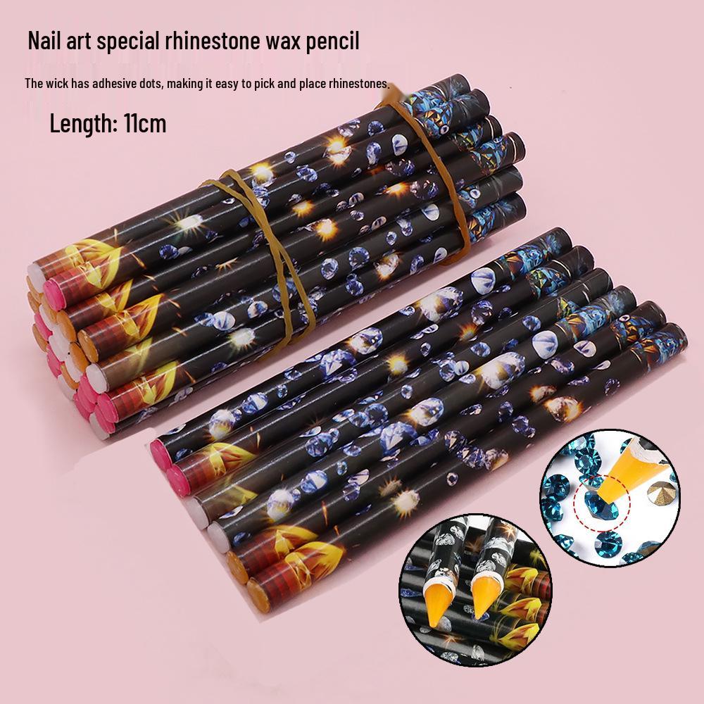 11cm Nail Art Rhinestone Picker Wax Pencil - Self-Adhesive Rhinestone Dotting Pen for Easy Inlay and Removal.