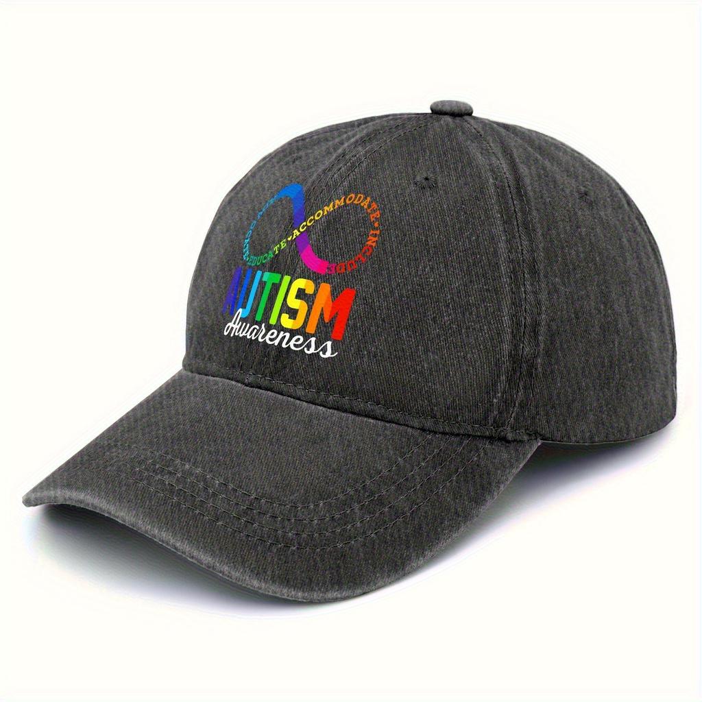 Autism Awareness Infinity Symbol Baseball Cap Adjustable Polyester Washed Cap Casual Outdoor Unisex Headwear
