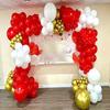 Rote Weiße Luftballons Girlande Metall Gold Latex Ballonbogen Set Hochzeit Jubiläum Geschlechtsenthüllung Geburtstagsparty Dekoration Globos