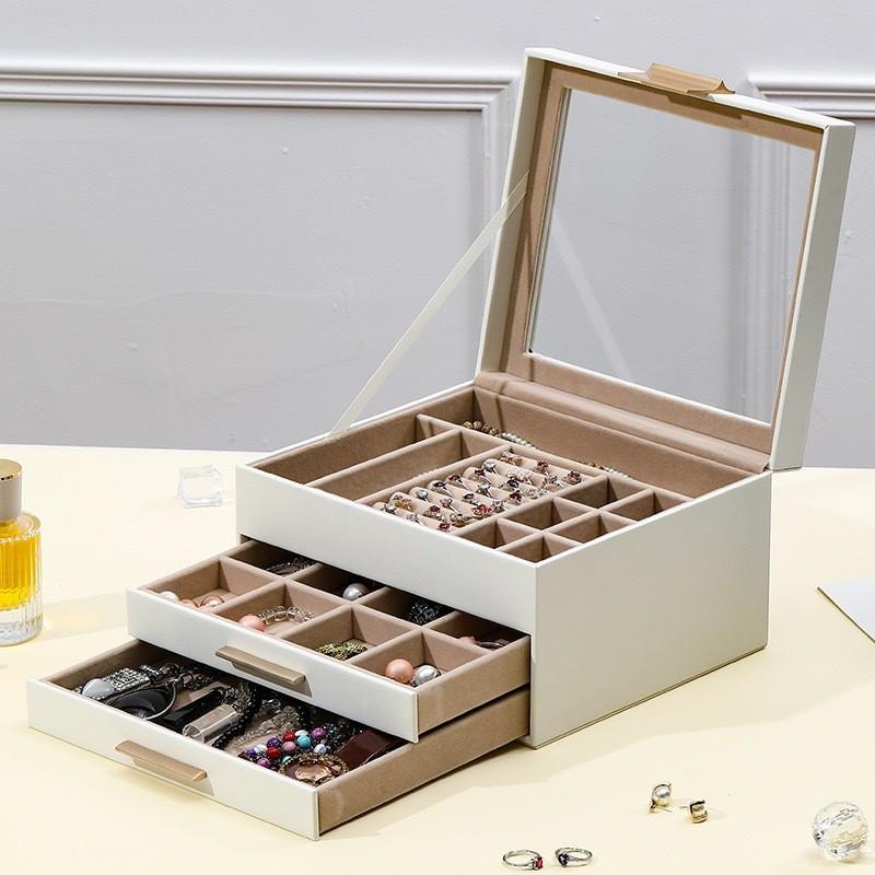 Jewelry Storage Box Pu Leather Large Capacity Organizer For Home And Travel