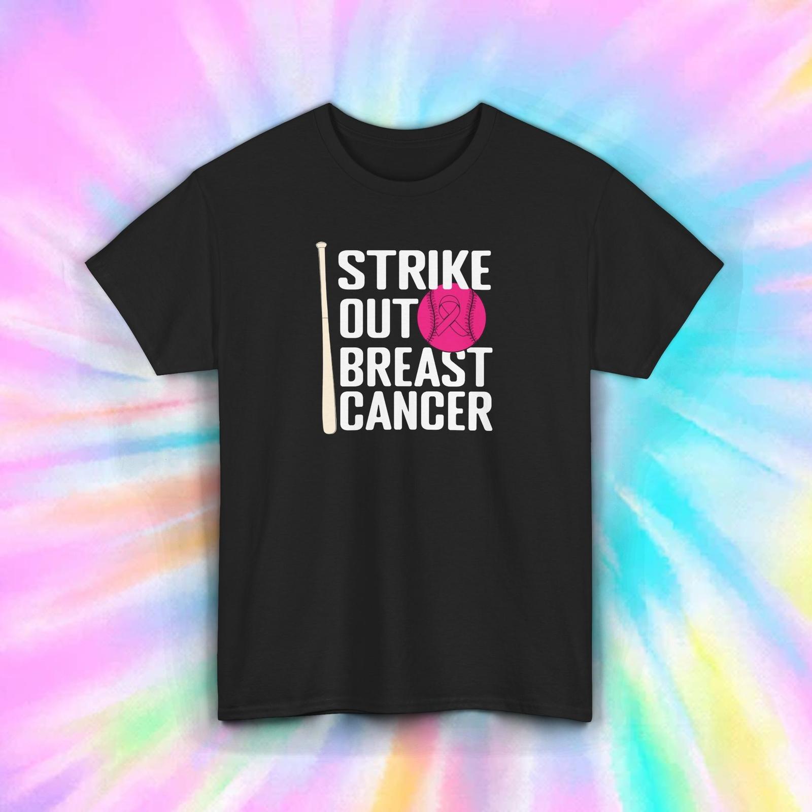 Strike Out Breast Cancer T-Shirt S-5XL Pink Ribbon Awareness Graphic Tee XXXXL