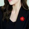 Day Brooch Red Flower Design Brooch with Imitation Pearl Rhinestones Inlaid Weddings