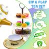 Kids Play Food Set, 3-Tier Dessert Stand Cupcakes Macarons, 44PCS Assorted Colors, Afternoon Tea Role Play Toy