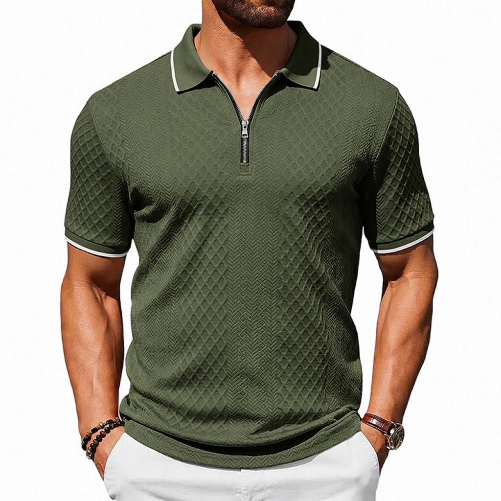 Mens Casual Shirts Short Sleeve Zipper Polo Shirt Lightweight Mens Summer Shirts Comfortable Fit Shirt Mens Casual Style for Everyday Wear