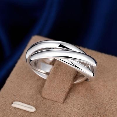925 Sterling Silver Three Round Woman Rings