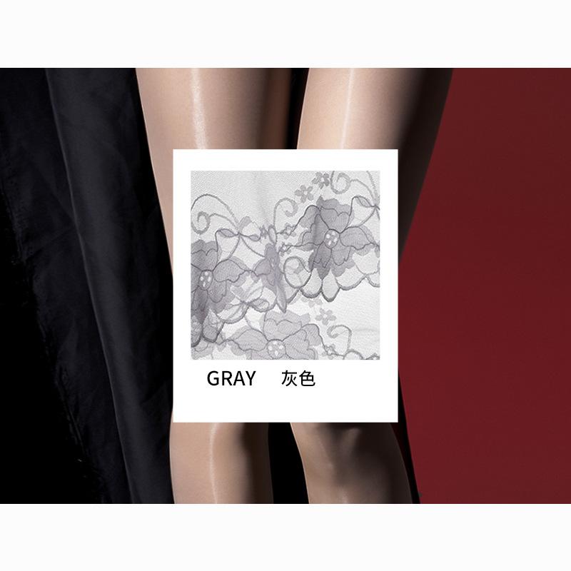 Sexy Lace 2 In 1 Oil Shiny Stockings Sheer See Through Hollow Out Crotchless Shaping Pantyhose Open Crotch Sexy Tights 8D 912PIN