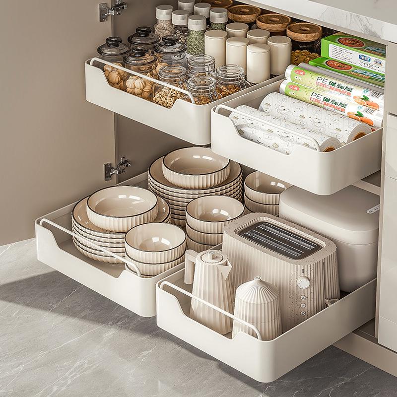 Xuanran Pull-Out Kitchen Organizer: Cutlery, Bowl, Plate & Sink Drawer Basket