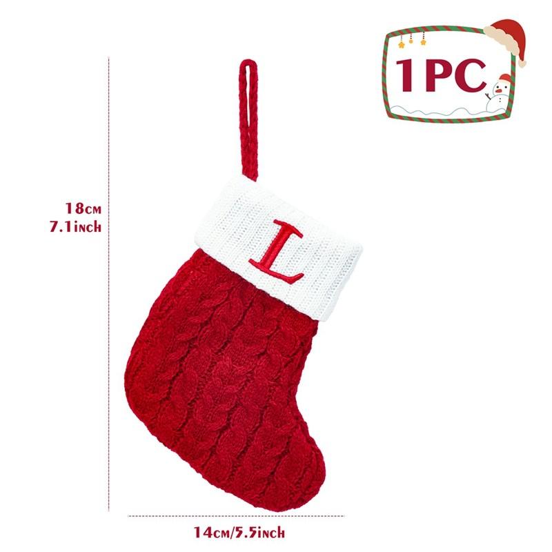 Christmas Socks Red Snowflake Alphabet Letters Knitting Stocking Christmas Tree Pendant Decoration For Home Xmas New Year Gift