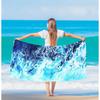 Artistic Sea Wave Beach Towel, Ink Style Ocean Pattern Quick Dry Absorbent, Lightweight Sand Free Travel Pool Bath Essentials