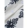 Women 2 Piece Set Floral Embroidered Short Sleeve Shirt and High Waist Shorts With Belt Multi Color