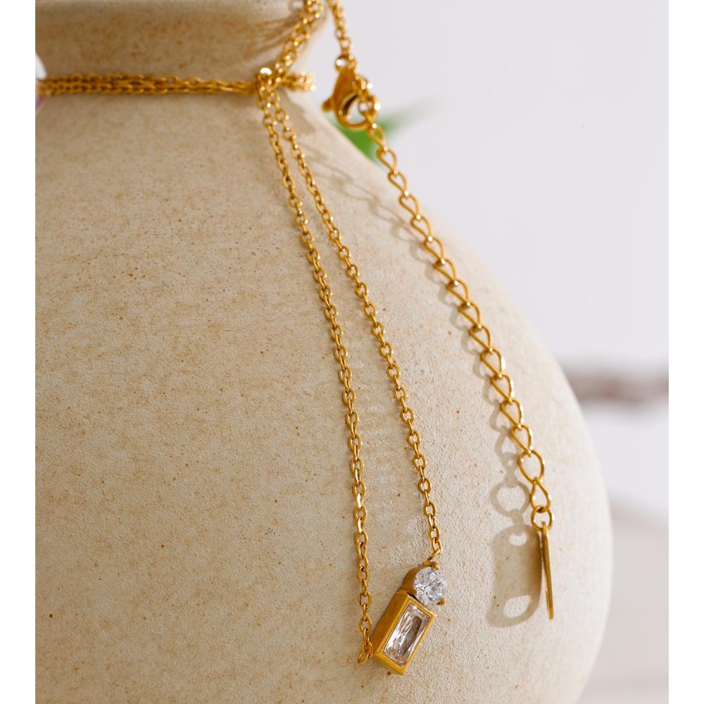 Eetit Bling Cubic Zirconia Rektangel Anheng Halskjede for Kvinner Mote Koreansk Chic Smykker Gave